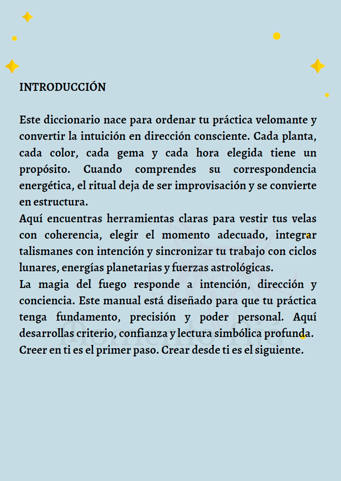 Manual Diccionario Para Velomantes La Magia Del Fuego II introduccion Momento Ajá