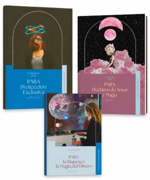 Pack de 3 manuales digitales de Momento Ajá: Hechizos de Amor y Magia, la Riqueza y la Magia del Dinero, y Protección Exclusiva.